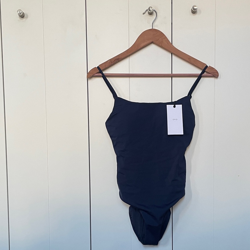 Onia Deep Navy Square Neck One-Piece Swimsuit